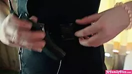 Scared Teen Stepsisters Pranked by Stepbro with Big Cock During Halloween