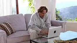 the stepdaughter gets cum in her mouth during oral