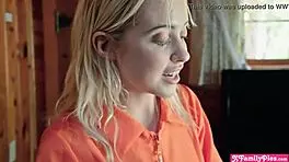 Scared Teen Stepsisters Pranked by Stepbro with Big Cock During Halloween