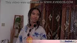 His new model is a beautiful ebony teen so its time to give her a taste from that painter cock