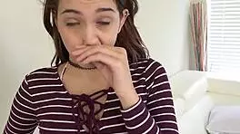 Petite slut sucks stepdads cock in high definition pov handjob session