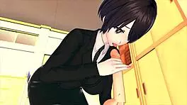 female boss trains employee in 3d hentai style