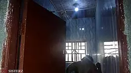 The old comedy man went and fucked his wife in the bathroom while her husband is in bed in the same room.