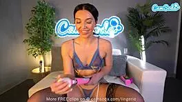 amateur teen 18+ in sexy lingerie masturbates with multiple sex toys