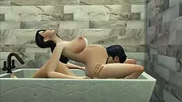 stepson observes pregnant stepsister in shower - stepsiblings interact in shower