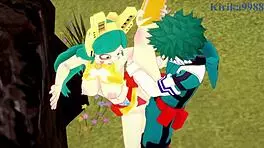 Shino and tomoko seduce izuku intensely