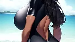 Cute Anime Girls Flaunt Big Tits and Ass in Swimsuit Compilation