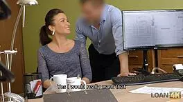 hot stunner agrees to office hookup for extra money in loan4k