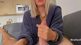 teen babe warms her hands on my cock with homemade strokes