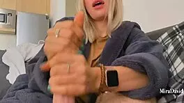 teen babe warms her hands on my cock with homemade strokes