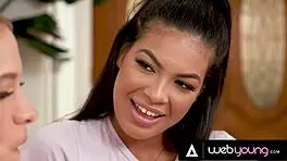 horny lesbian teen makes her straight bestie pussy cream with strap-on sex