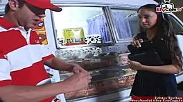 Petite teen with small tits gets picked up for car fuck 😏