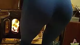 countrygirl in leggings gets fucked by big cock next to the stove