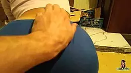 countrygirl in leggings gets fucked by big cock next to the stove