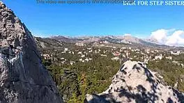 Public erotica with stunning Russian teen flashing ass by sea and mountains