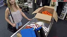 blonde amateur pawns her body and gives a blowjob for cash 💰