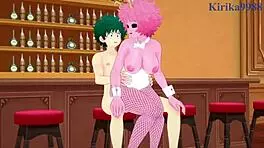 Mina Ashido And Momo Yaoyorozu Fuck Izuku Midoriya In Bunny Girl Outfits