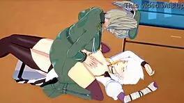 Imu and Miyabi have intense lesbian play and futanari sex in Senran Kagura hentai