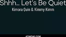 Let's be quiet while the teen licks her feet.