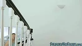 Tiny teen stepsis sucking cock before getting plowed hard.