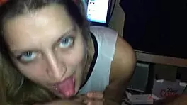 She really knows how to handle a big surprise in lingerie.