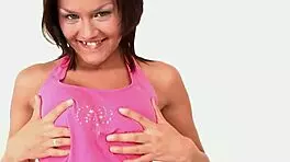 Cute teen 18+ brunette handles 2 cocks in 3-way