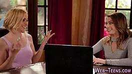 Blonde Teen Gets Finger Banged in Lesbian Threesome