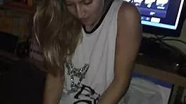 She really knows how to handle a big surprise in lingerie.