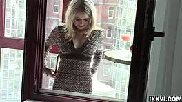 young blonde girl strips naked for the first time on camera. is she shy or bold?