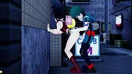 Mina And Momo Fuck Izuku Intensely In Hentai!