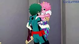 Mina And Momo Fuck Izuku Intensely In Hentai!