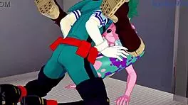 Mina And Momo Fuck Izuku Intensely In Hentai!
