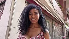 German Scout - Slim Latina Ebony Tina Fire with Big Natural Tits Picked Up and Fucked