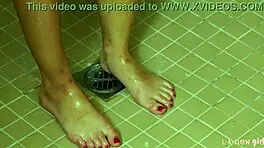 super cute brunette teen enjoys hot shower 😊