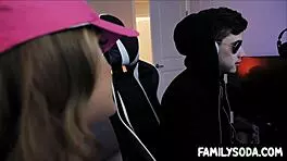 gamer stepbro bangs stepsis with taboo teen 18+ blowjob group creampie hardcore pov