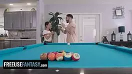 Freeuse Fantasy - Tiny 18+ Cute Slut Freya Von Doom Gets Fucked By Lucky Stud On The Pool Table