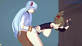 nine, chitose kisaragi, ruri hoshino in wild anime lesbian and futanari hentai