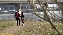 shy teen gets her tight anus roughly stretched by big cock in couple scene