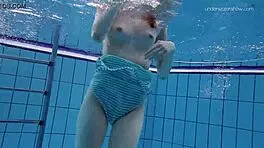 Striped Swimsuit on Small 18+ Tits Teen Anna Netrebko Feels So Sexy Underwater