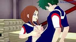 ochako uraraka and izuku midoriya have intense sex in my hero academia hentai