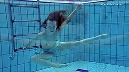 Striped Swimsuit on Small 18+ Tits Teen Anna Netrebko Feels So Sexy Underwater