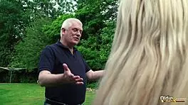 2 petite 18+ teens fuck grandpa with deepthroat. they suck cock and get licked.