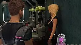 Blonde virgin deepthroats huge monster cock in space game