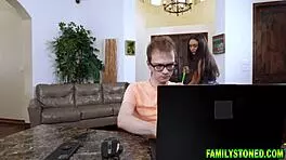 sexy stepsister catches stepbrother peeping on her masturbation