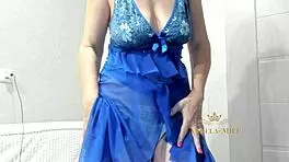 Oh my! Horny big butt brunette milf Angela wanks clit in panties