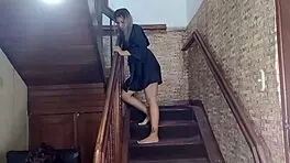 Mexican teen spies on stepbrother masturbating, gets anal fucked bent over