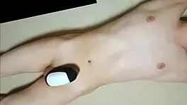 Teen masturbates intensely with rotor.