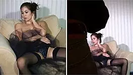 Mai Mao Performs Bold Erotic Striptease with Big Tits and Hairy Pussy