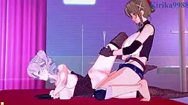 Excellen Browning and Chitose Kisaragi in intense futanari sex?