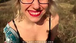 POV Outdoor Doggystyle Sex And Sloppy Blowjob Cum In Mouth - Public Agent